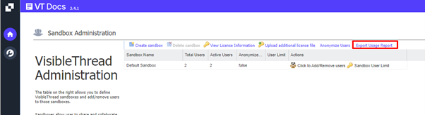 Sandbox Usage Export 2020