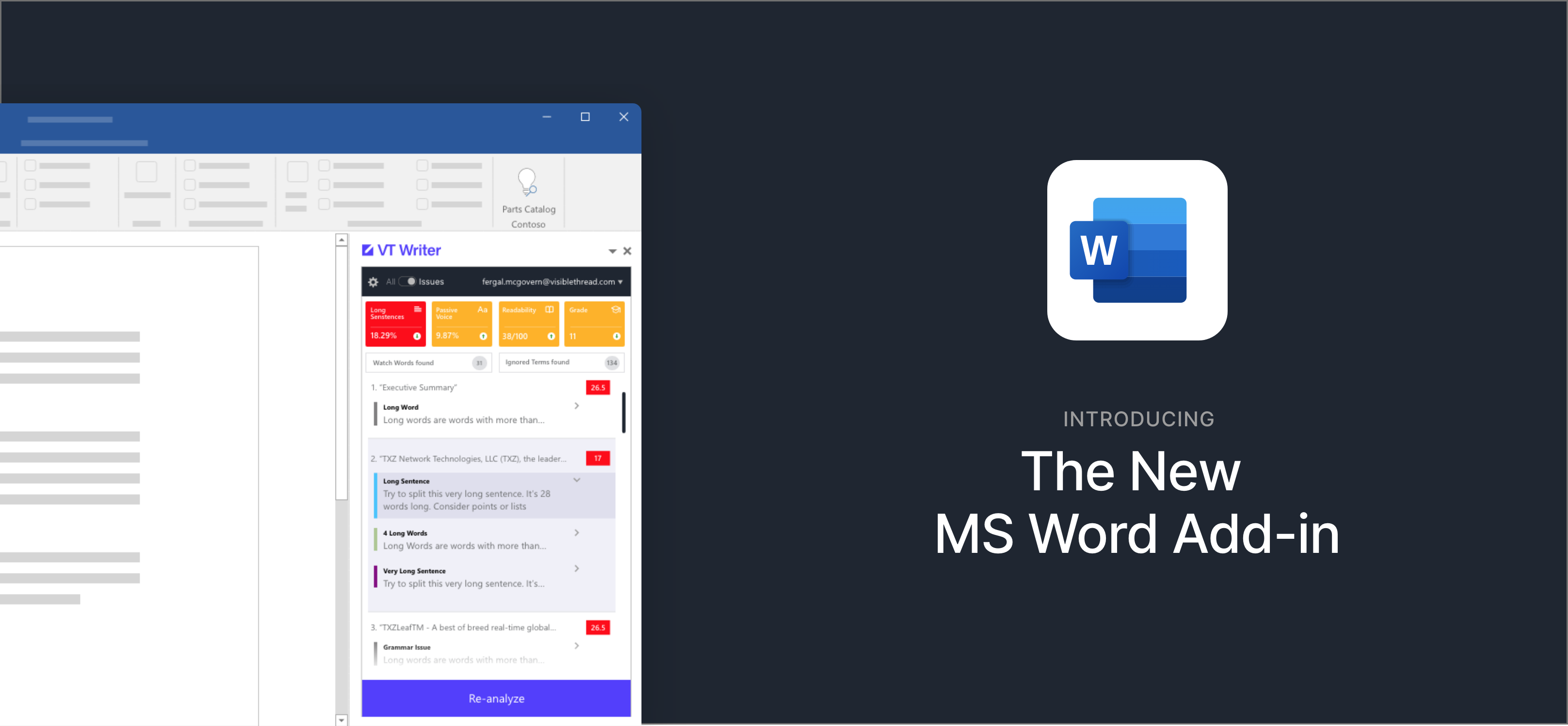 A screenshot of the New MS Word Add-in for VT Writer