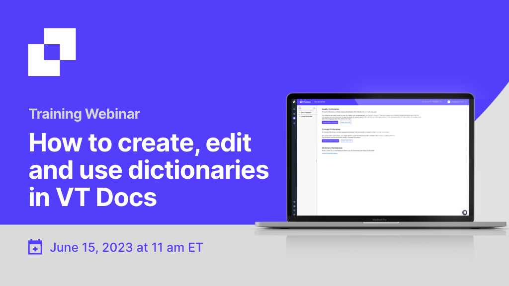Training Webinar: How to create, edit and use dictionaries in VT Docs