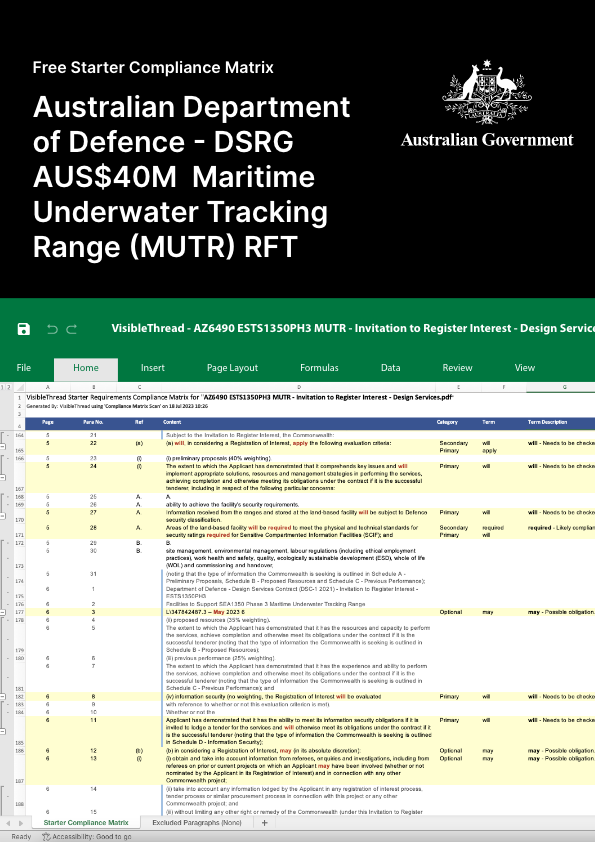 Australian Department of Defence - DSRG AUS$40 Million Maritime Underwater Tracking Range (MUTR)