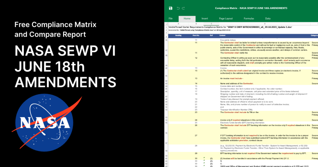 NASA SEWP compliance matrix