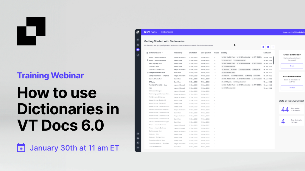 How to use Dictionaries in VT Docs 6.0 webinar