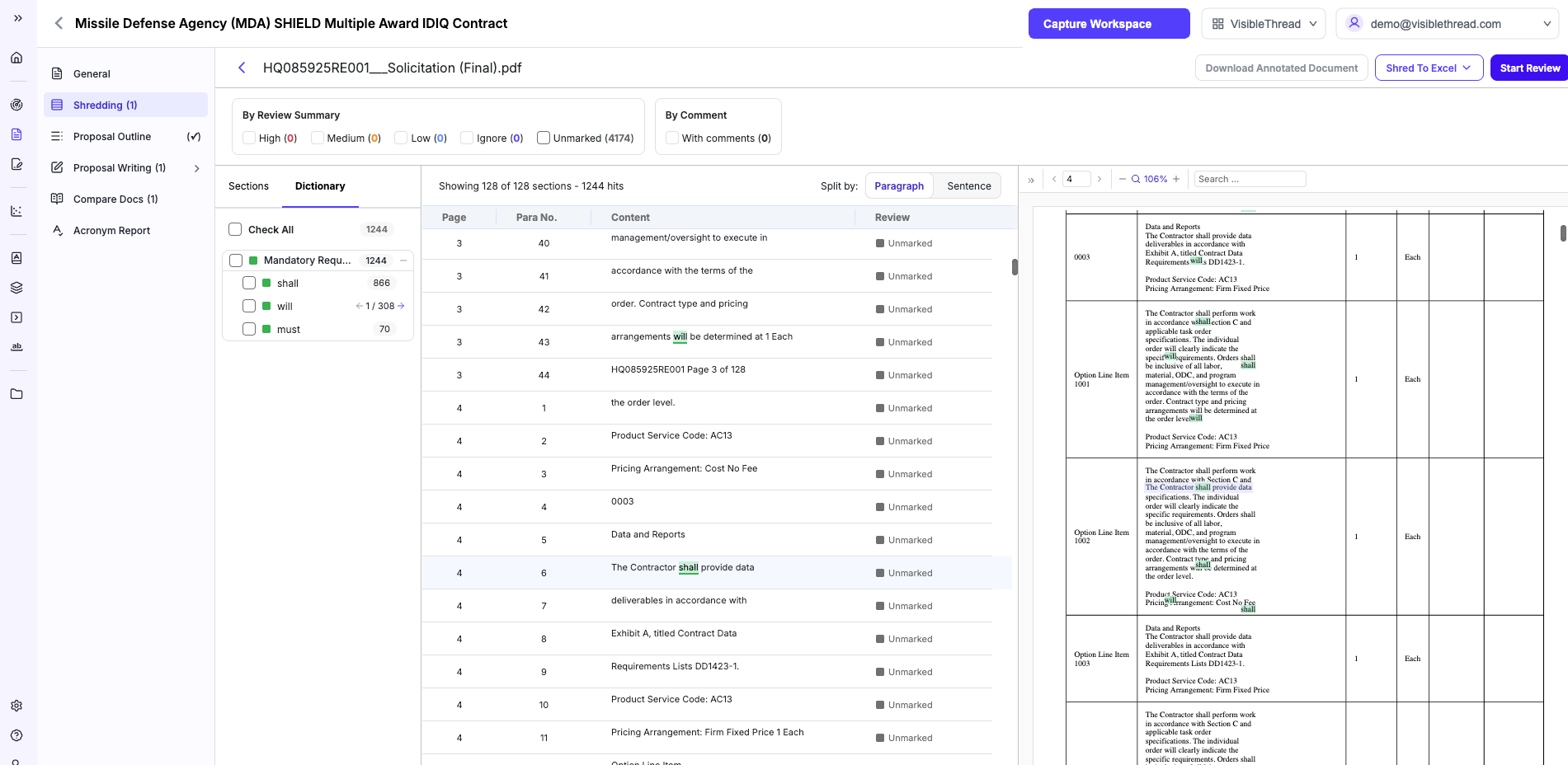 Compliance matrix